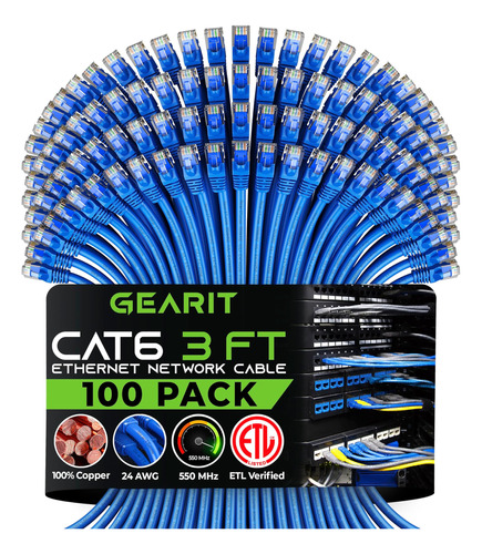 Gearit Cable Ethernet Cat 6 De 3 Pies (paquete De 100) - Cab