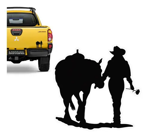 Adesivo Mulher E Cavalo Country Sertanejo Preto Decorativo