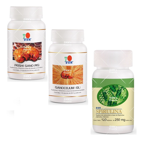 Trio, Reishi Gano (rg)+ Ganocelium (gl)+ Espirulina Dxn 