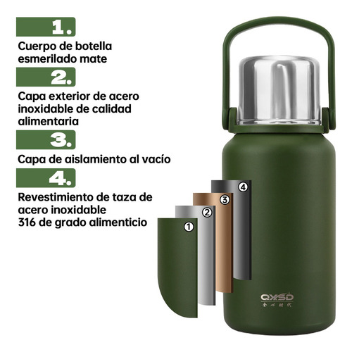 Botella Termo Portátil De Acero Inoxidable De 1000 Ml