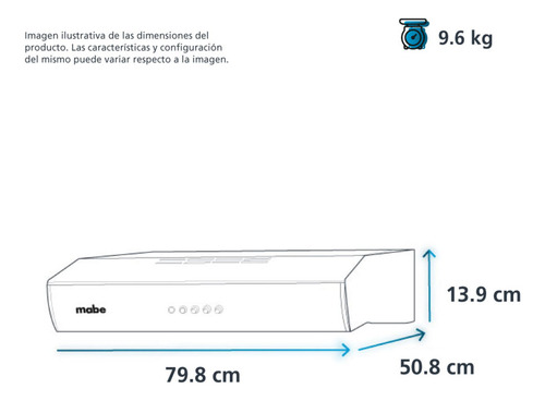 Campana De Cocina Extractora Mabe Cmpu801gx De Pared 80cm