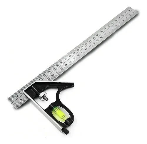 Esquadro Combinado Ruslly em Aço Inox 300mm 12 Pol com Nível
