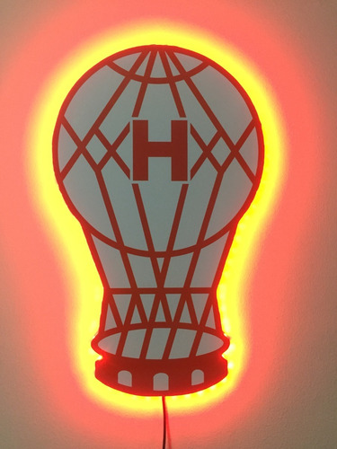 Cuadro Escudo Pared Huracan El Globo Luces Led Rojo + Tecla