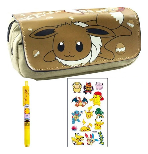  Estuche Escolar Pokemon + Lapiz Y Stickers / Varios Modelos