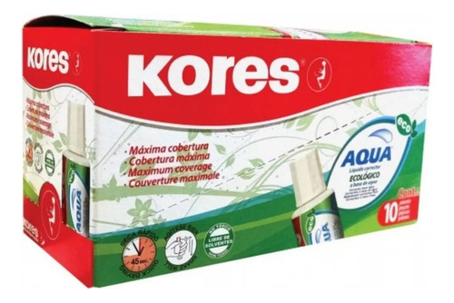 Corrector Liquido Kores Caja Con 10 Piezas