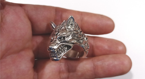 Anillo Cabeza De Lobo - Ajustable Para Hombre O Mujer