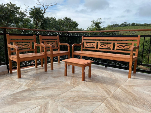 Conjunto De Banco Madeira Maciça P/ Area Externa Resistente