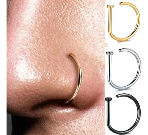 5 Uds. Anillos De Nariz Falsos En Forma De D, Moda Punk