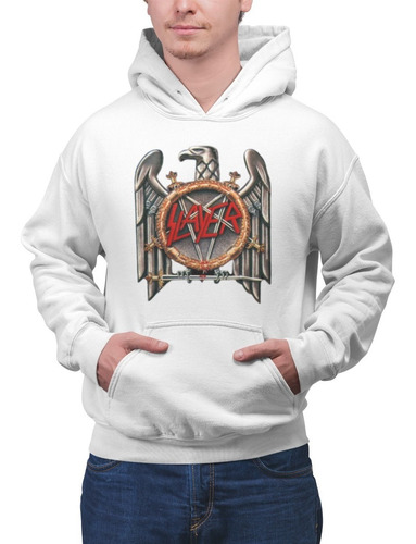 Poleron Unisex Slayer Musica Metal Logo Clasico Estampado Algodon