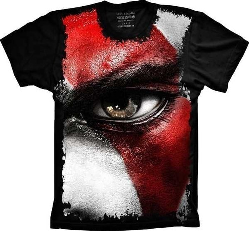 Camiseta Plus Size Unissex Preta Manga Curta God Of War Olho