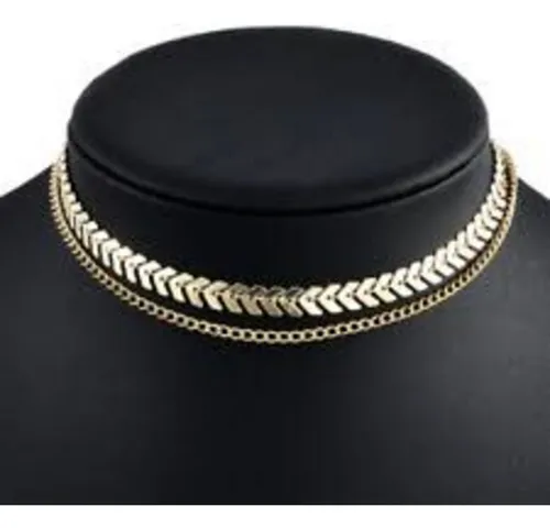 comprar Collar Gargantilla Doble Capa Multi Arrow + Cadena Lisa