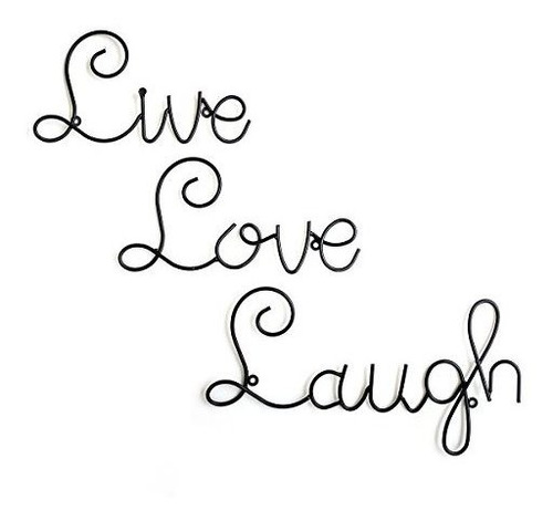 Live Love Laugh Set 3 Wall Mount Metal Wall Escultura Palabr