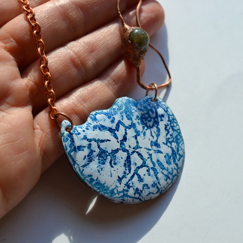 Collar Piedra Natural Labradorita Azul, Cadena Cobre, Cod1