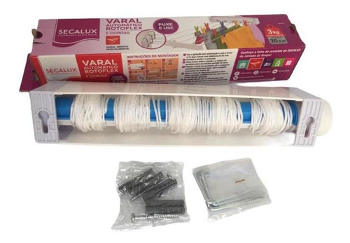 Imagem 5 de 6 de Varal Automático Retratil 4 Cordas 3,2metros Secalux K7361