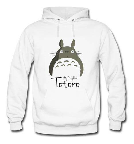 Buzo Capota Totoro Mi Vecino Unisex Saco Deportivo Blanco