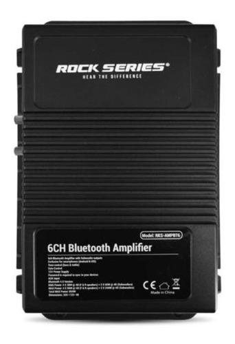 Imagen 2 de 6 de Amplificador 6 Canales Rock Series Rks-ampbt6 Bluetooth 850w