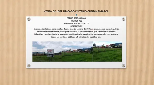 Venta De Lote Ubicado En Tabio-cundinamarca