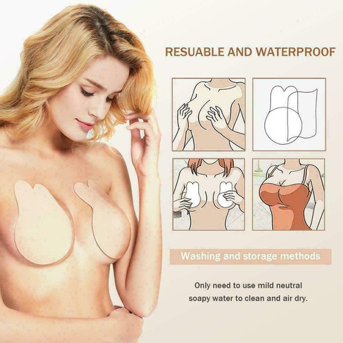 Imagen 6 de 10 de Sostén Invisible Levanta Busto O Cubre Pezon Talla S/m Beige