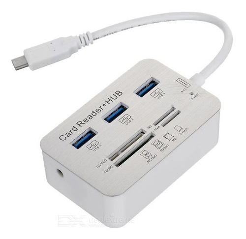 Lector De Tarjetas Tipo C 3 Puertos Usb 3.0 Ms, Micro Sd,
