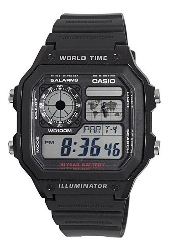 Reloj Casio Ae-1200wh-1av Crono-alarma 100m Sumergible Local