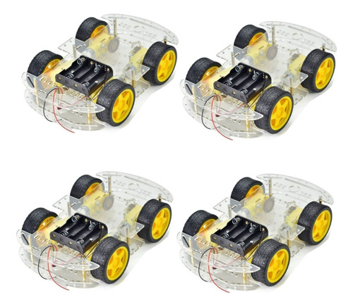 4 X Kit Chassi 4 Rodas 4wd Robô Projeto Arduino + Nfe