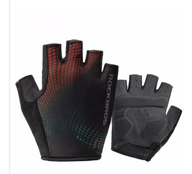 Guantes De Ciclismo Rockbros Medio Dedo Color Rojo