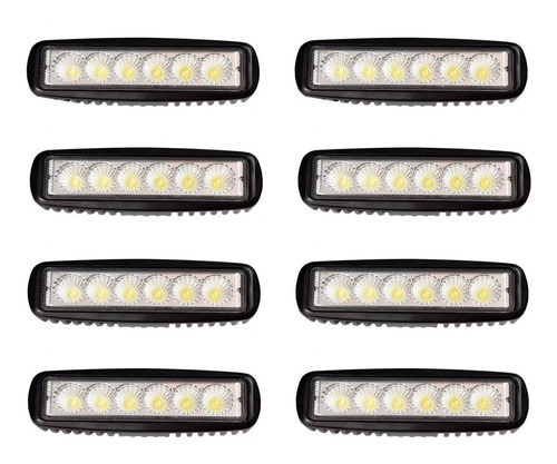 Kit 8 Faros Barra 6 Leds Luz Auxiliar Accesorio Camioneta 