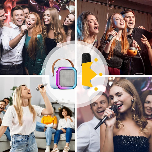 Altavoz Portátil Karaoke Con Luces Coloridas Y Micrófono