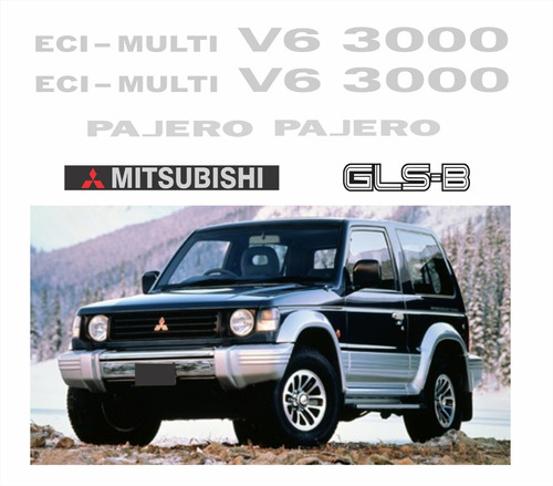 Kit Adesivo Emblema Mitsubishi Pajero V6 3000 Cinza Claro Cor PRATA