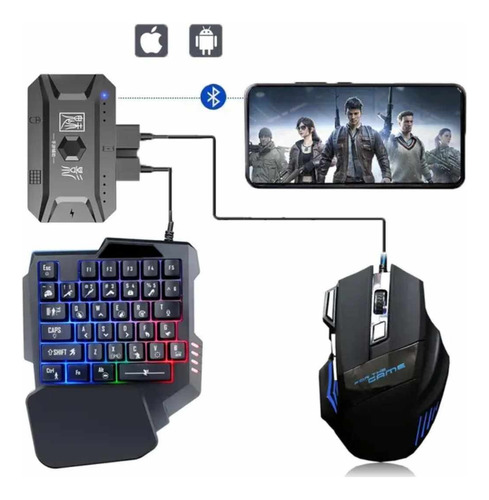 Mouse Adaptador De Celular Teclado Gamer Posa Celular 4 En 1