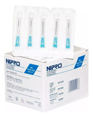 Aguja Hipodermica Nipro 23g X 1 Caja 100 Unidades