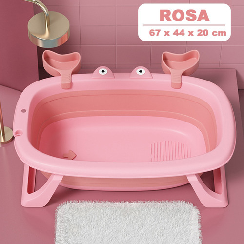 Banheira Para Bebê Infantil Retrátil Dobrável Modelo Fun Cor Rosa