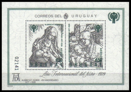 Arte Pictórico - Durero - Uruguay - Block Mint - Michel B 43