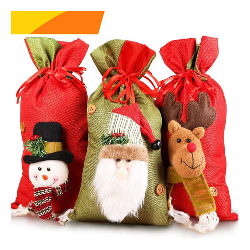 Jolik Bolsas De Papa Noel Con Cordon  Diseño 3d  Bolsas D