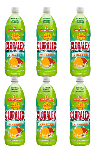 6pz Quitamanchas Cloralex Poder Vinagre Para Color Y Blanca