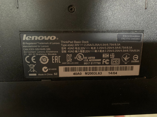 Lenovo Thinkpad Docking Type 40a0 Original Y Usado