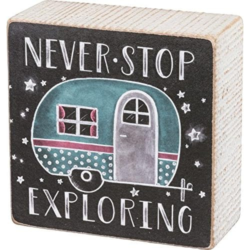 35293 Chalk Art Box Sign, 4  X 4 , Never Stop Exploring