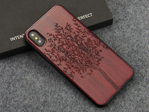 Capa Para Celular Para iPhone X De Madeira Árvore