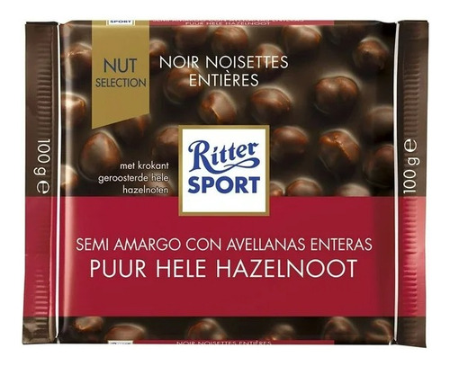 Chocolate Semi Amargo Ritter Con Avellanas Enteras 100 G