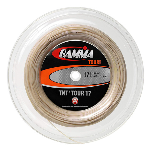 Cuerda De Tenis Gamma Tnt2 Tour Reel 17g, Color Natural