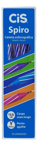 Canetas Esferográficas Cis Spiro 0.7 Mm Caixa Com 12 Tinta Azul Exterior Padrão