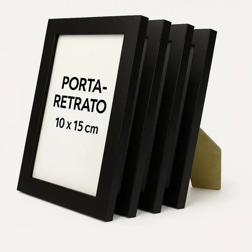 Kit 5 Porta Retrato 10x15 Preto madeira Com Vidro Alta Qualidade
