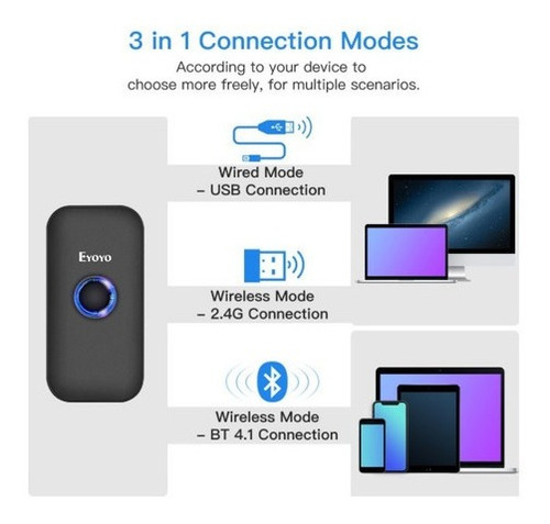 Imagem 5 de 10 de Scanner 1d Leitor Código Barras Wireless Bluetooth Usb Ey009