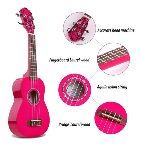 Ukelele Soprano Glossy Fucsia Na-10lr