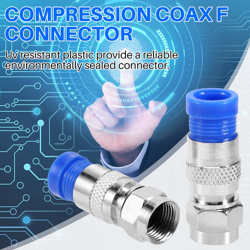 Conectores De Compressão 50pcs Rg6, Cabo Coaxial, Impermeáve