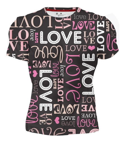 Playera Full Print San Valentín Negra Love Corazones 48 (49)