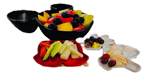 4 Platos Ceramica Disney De Postre Mickey Mouse Color Negro
