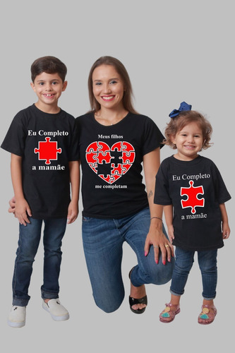 Kit Camisetas Mãe E Dois Filhos