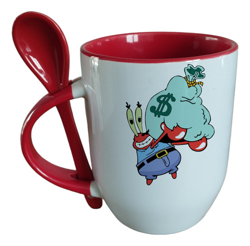 Taza Con Cuchara Don Cangrejo Personalizable