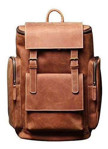 Mochila De Cuero Para Hombres, Portátil De 15,6 Pulgadas, Mo